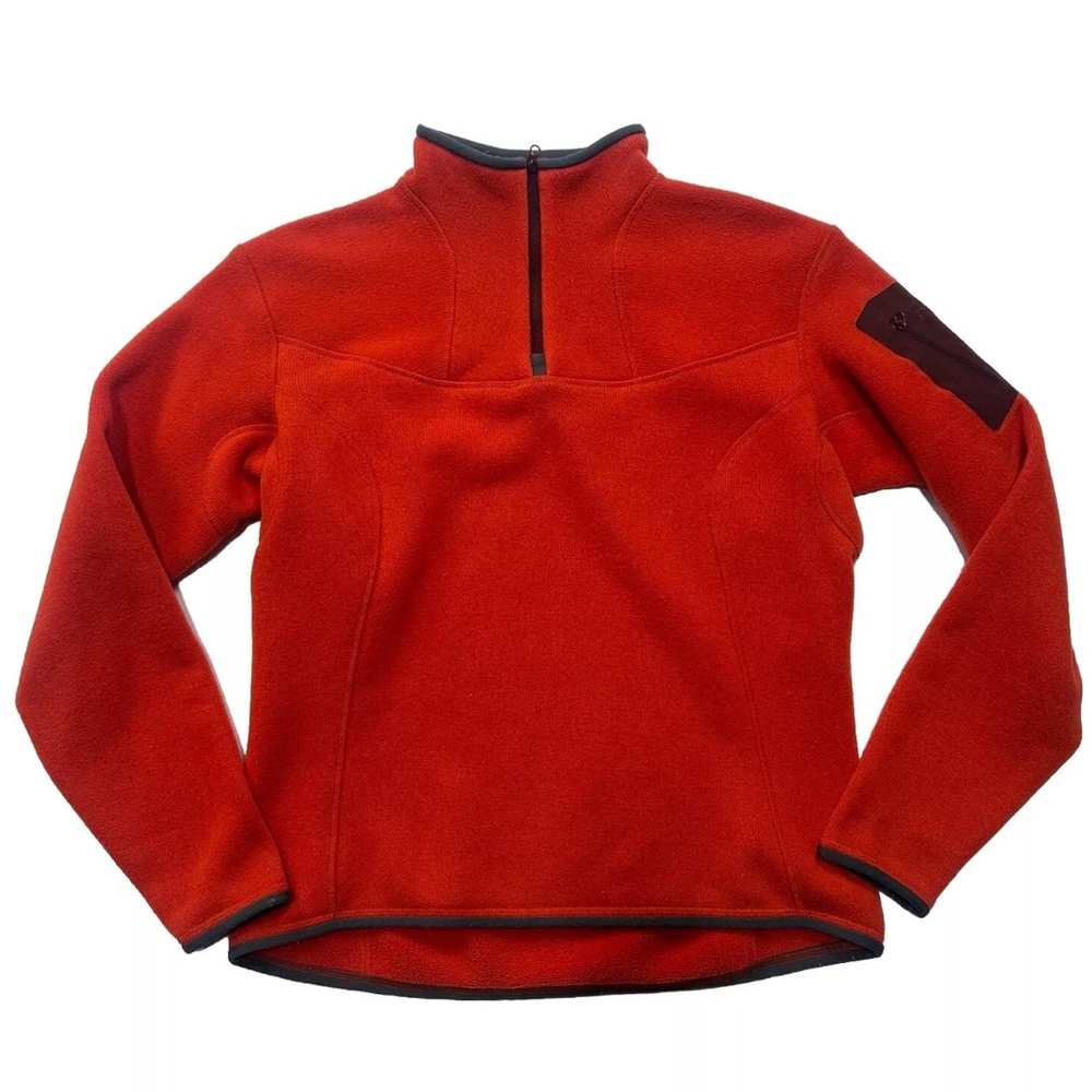 Womans ARC'TERYX Orange Quarter Zip Size S/XS Rare Hiking Sking Camping